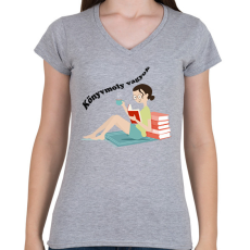 PRINTFASHION Könyvmoly - Női V-nyakú póló - Sport szürke