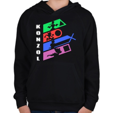 PRINTFASHION Konzol PSX - Gyerek kapucnis pulóver - Fekete