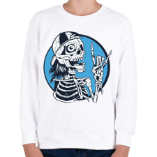 PRINTFASHION Koponya baseball sapkával - Gyerek pulóver - Fehér gyerek pulóver, kardigán