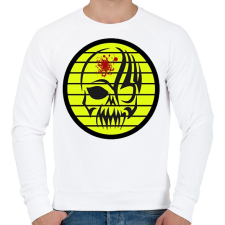 PRINTFASHION Koponya crew - Férfi pulóver - Fehér férfi pulóver, kardigán