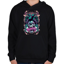 PRINTFASHION koponya és madarak - Gyerek kapucnis pulóver - Fekete gyerek pulóver, kardigán