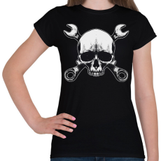 PRINTFASHION Koponya és szerszámok Skull tool sötét alaphoz - Női póló - Fekete