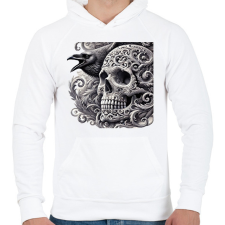 PRINTFASHION Koponya - Férfi kapucnis pulóver - Fehér férfi pulóver, kardigán