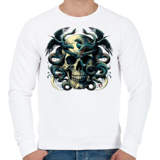 PRINTFASHION Koponya - Férfi pulóver - Fehér férfi pulóver, kardigán