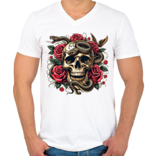 PRINTFASHION Koponya - Férfi V-nyakú póló - Fehér férfi póló