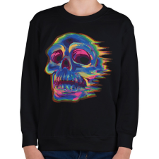 PRINTFASHION Koponya glitch art - Gyerek pulóver - Fekete gyerek pulóver, kardigán