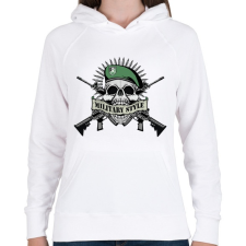 PRINTFASHION Koponya - Military style - Női kapucnis pulóver - Fehér női pulóver, kardigán