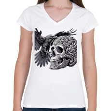 PRINTFASHION Koponya - Női V-nyakú póló - Fehér