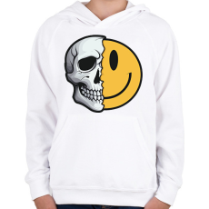 PRINTFASHION Koponya smiley - Gyerek kapucnis pulóver - Fehér