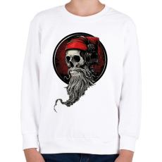 PRINTFASHION Koponya szakállal fejhallgatóval - Gyerek pulóver - Fehér