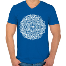 PRINTFASHION Koponyás mandala - Férfi V-nyakú póló - Királykék férfi póló
