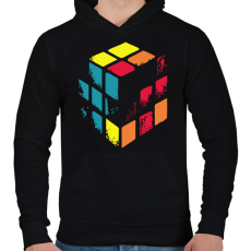 PRINTFASHION Kopott Rubik kocka - Férfi kapucnis pulóver - Fekete