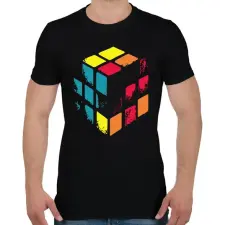 PRINTFASHION Kopott Rubik kocka - Férfi póló - Fekete férfi póló