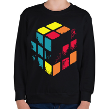 PRINTFASHION Kopott Rubik kocka - Gyerek pulóver - Fekete gyerek pulóver, kardigán