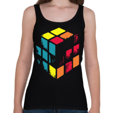 PRINTFASHION Kopott Rubik kocka - Női atléta - Fekete