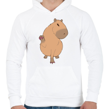 PRINTFASHION Körmös capybara - Férfi kapucnis pulóver - Fehér férfi pulóver, kardigán