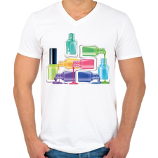 PRINTFASHION Körömlakkok - Férfi V-nyakú póló - Fehér férfi póló