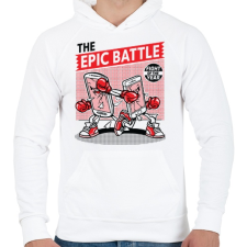 PRINTFASHION Korrekt csata - Férfi kapucnis pulóver - Fehér férfi pulóver, kardigán