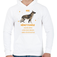 PRINTFASHION Kos - Németjuhász - Férfi kapucnis pulóver - Fehér