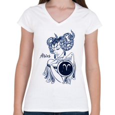 PRINTFASHION kos - Női V-nyakú póló - Fehér