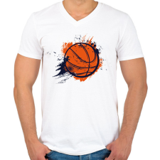 PRINTFASHION Kosárlabda  - Férfi V-nyakú póló - Fehér férfi póló