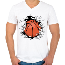 PRINTFASHION Kosárlabda - Férfi V-nyakú póló - Fehér férfi póló