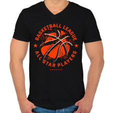 PRINTFASHION Kosárlabda - Férfi V-nyakú póló - Fekete férfi póló