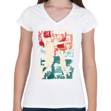 PRINTFASHION Kosárlabda - Női V-nyakú póló - Fehér női póló