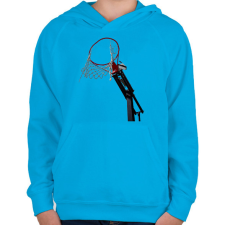 PRINTFASHION Kosárlabdapalánk - Gyerek kapucnis pulóver - Azúrkék gyerek pulóver, kardigán