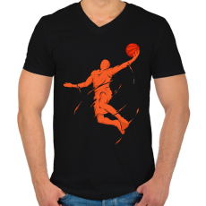 PRINTFASHION Kosárlabdás - Férfi V-nyakú póló - Fekete