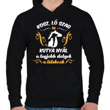 PRINTFASHION Kosz, ló szag, kutya nyál - Férfi kapucnis pulóver - Fekete férfi pulóver, kardigán