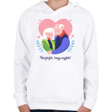 PRINTFASHION Köszönjük, hogy vagytok - Gyerek kapucnis pulóver - Fehér