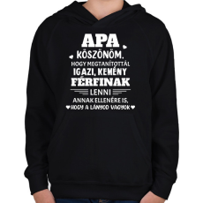 PRINTFASHION Köszönöm apa - fehér - Gyerek kapucnis pulóver - Fekete