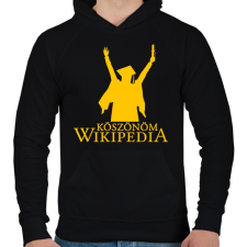 PRINTFASHION Köszönöm Wikipedia - Férfi kapucnis pulóver - Fekete férfi pulóver, kardigán