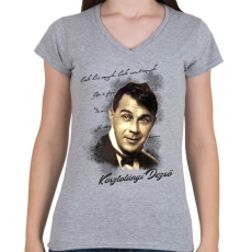 PRINTFASHION Kosztolányi Dezső - Női V-nyakú póló - Sport szürke