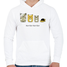 PRINTFASHION kotkotkotkot - Férfi kapucnis pulóver - Fehér férfi pulóver, kardigán