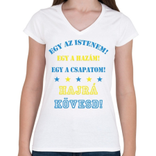 PRINTFASHION Kövesd - Női V-nyakú póló - Fehér női póló