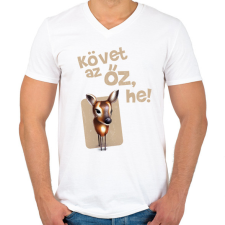 PRINTFASHION Követ az őz he - Férfi V-nyakú póló - Fehér férfi póló