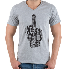 PRINTFASHION középső ujj - Férfi V-nyakú póló - Sport szürke