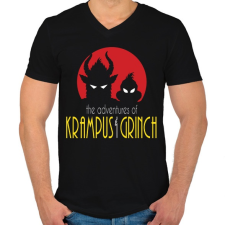 PRINTFASHION Krampusz és Grincs - Férfi V-nyakú póló - Fekete férfi póló