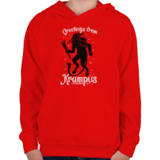 PRINTFASHION Krampusz - Gyerek kapucnis pulóver - Piros