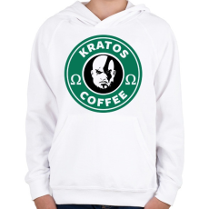 PRINTFASHION Kratos Coffee - Gyerek kapucnis pulóver - Fehér