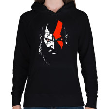 PRINTFASHION Kratos  - Női kapucnis pulóver - Fekete női pulóver, kardigán