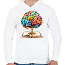 PRINTFASHION Kreatív agy - Férfi kapucnis pulóver - Fehér férfi pulóver, kardigán