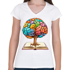 PRINTFASHION Kreatív agy - Női V-nyakú póló - Fehér női póló