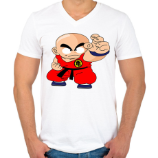 PRINTFASHION Krilin - Férfi V-nyakú póló - Fehér