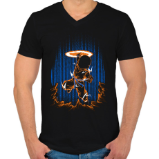 PRINTFASHION krilin - Férfi V-nyakú póló - Fekete