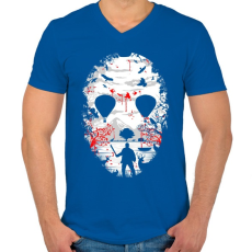 PRINTFASHION Kristálytó - Férfi V-nyakú póló - Királykék