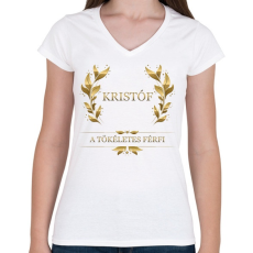 PRINTFASHION Kristóf - Női V-nyakú póló - Fehér