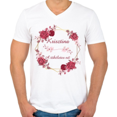 PRINTFASHION Krisztina - Férfi V-nyakú póló - Fehér